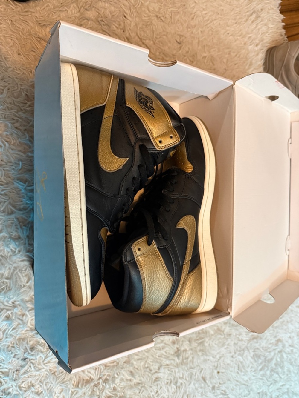 Nike Men’s High-Top Athletic Shoes in Black and Gold